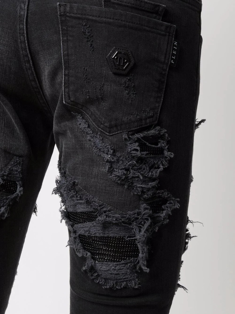mesh ripped-detail jeans 5