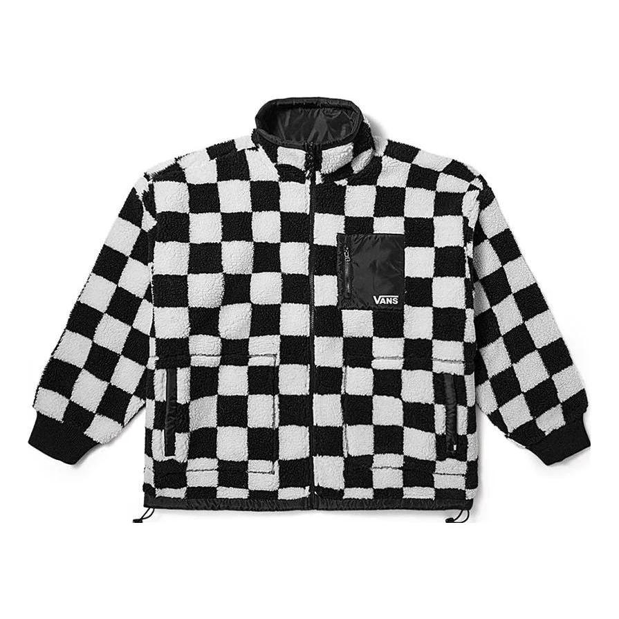 (WMNS) Vans Checkerboard Sherpa Jacket 'White Black' VN000H0RCY4 - 1