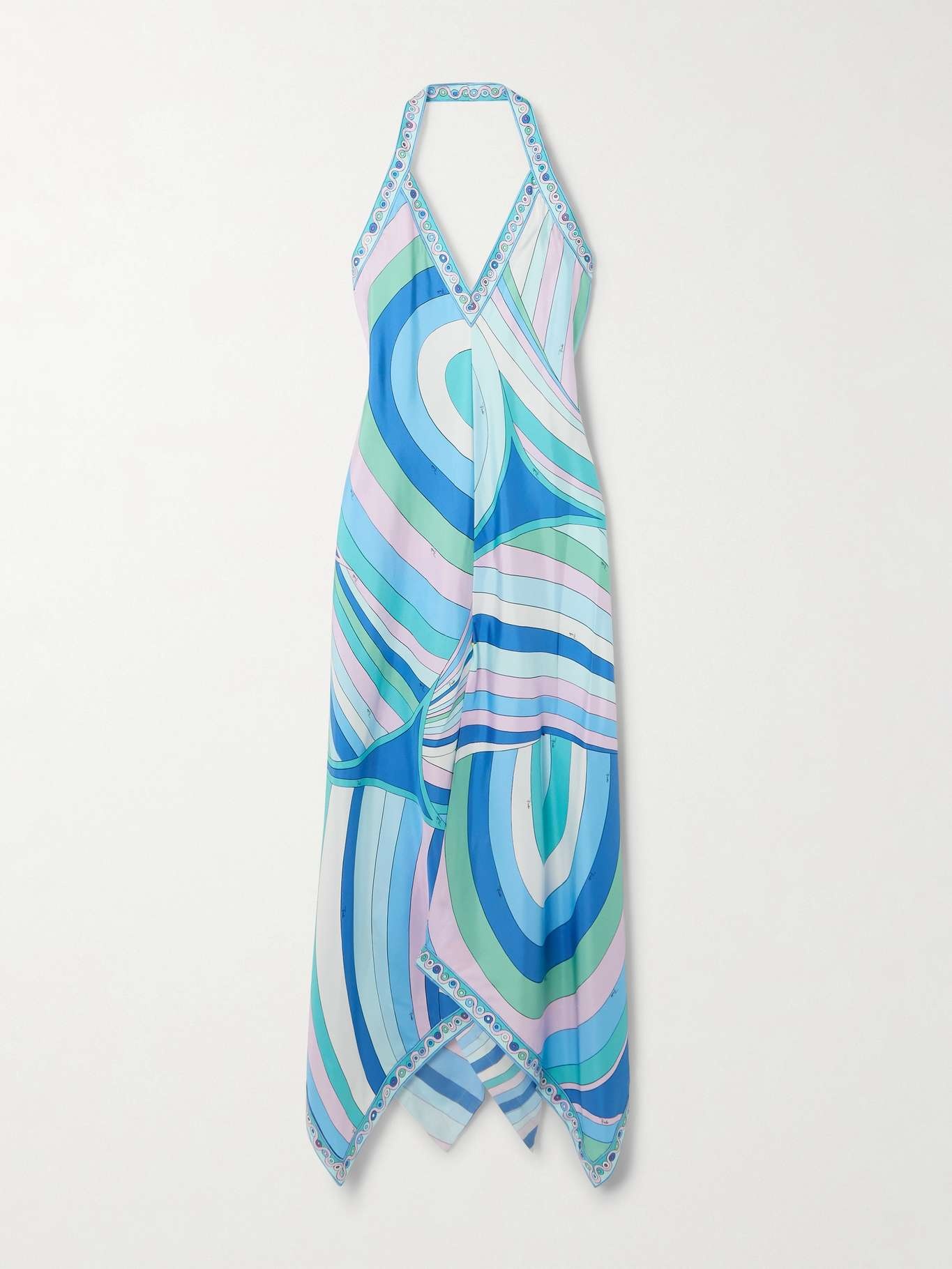 Printed silk-twill halterneck maxi dress - 1