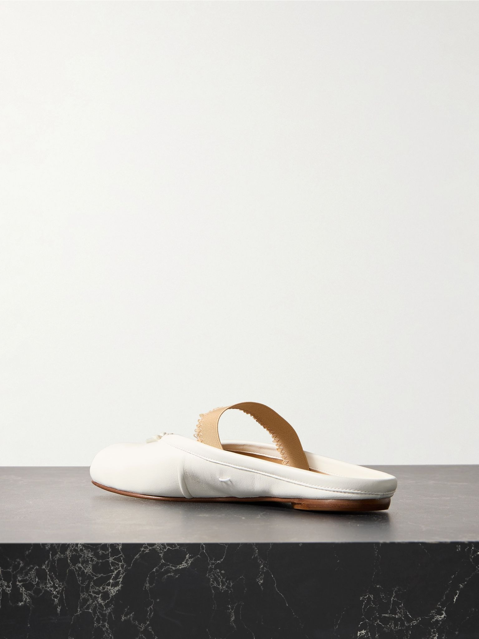 Tabi frayed split-toe leather ballet flats Ivory - 3