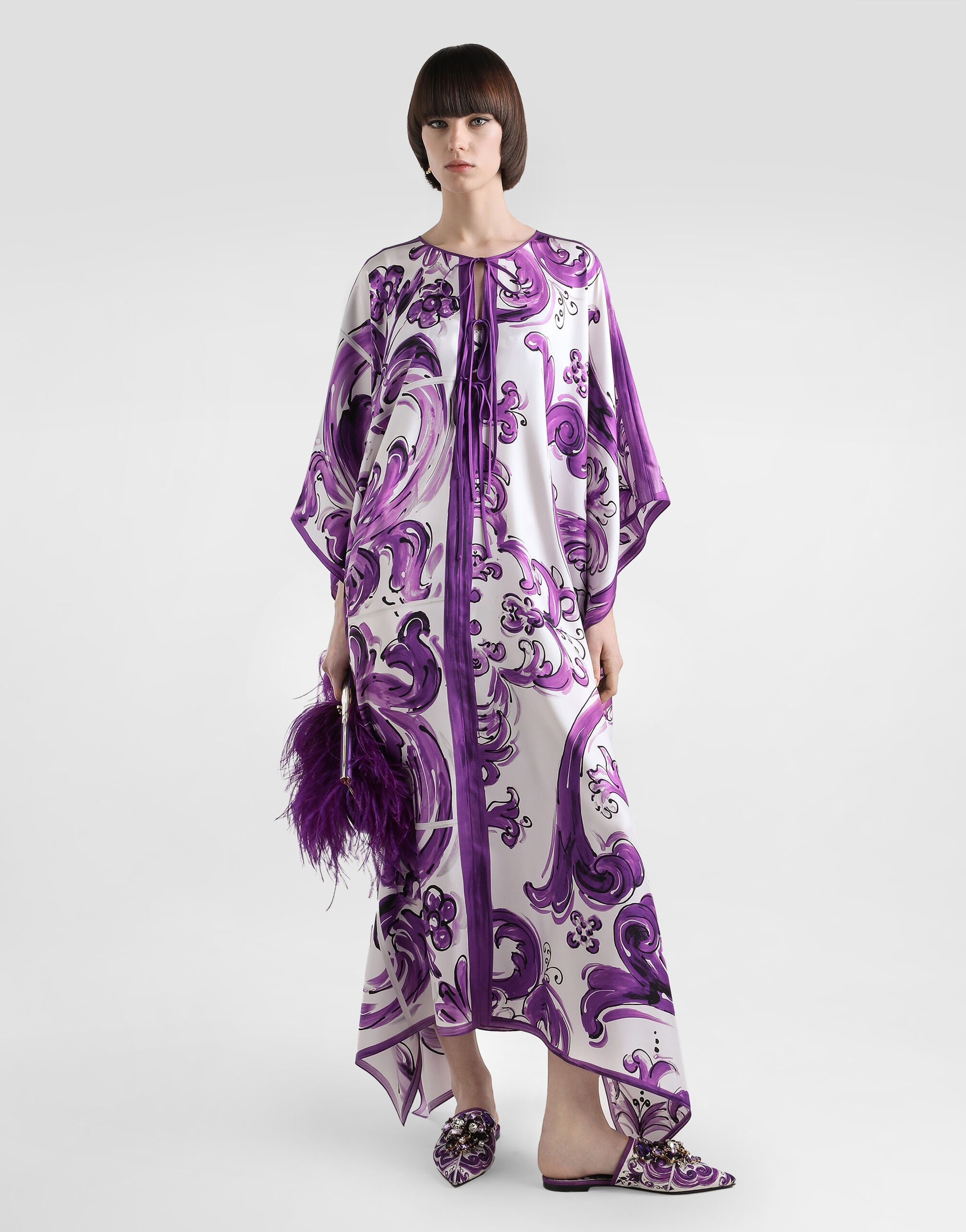 Majolica-print twill caftan dress - 2