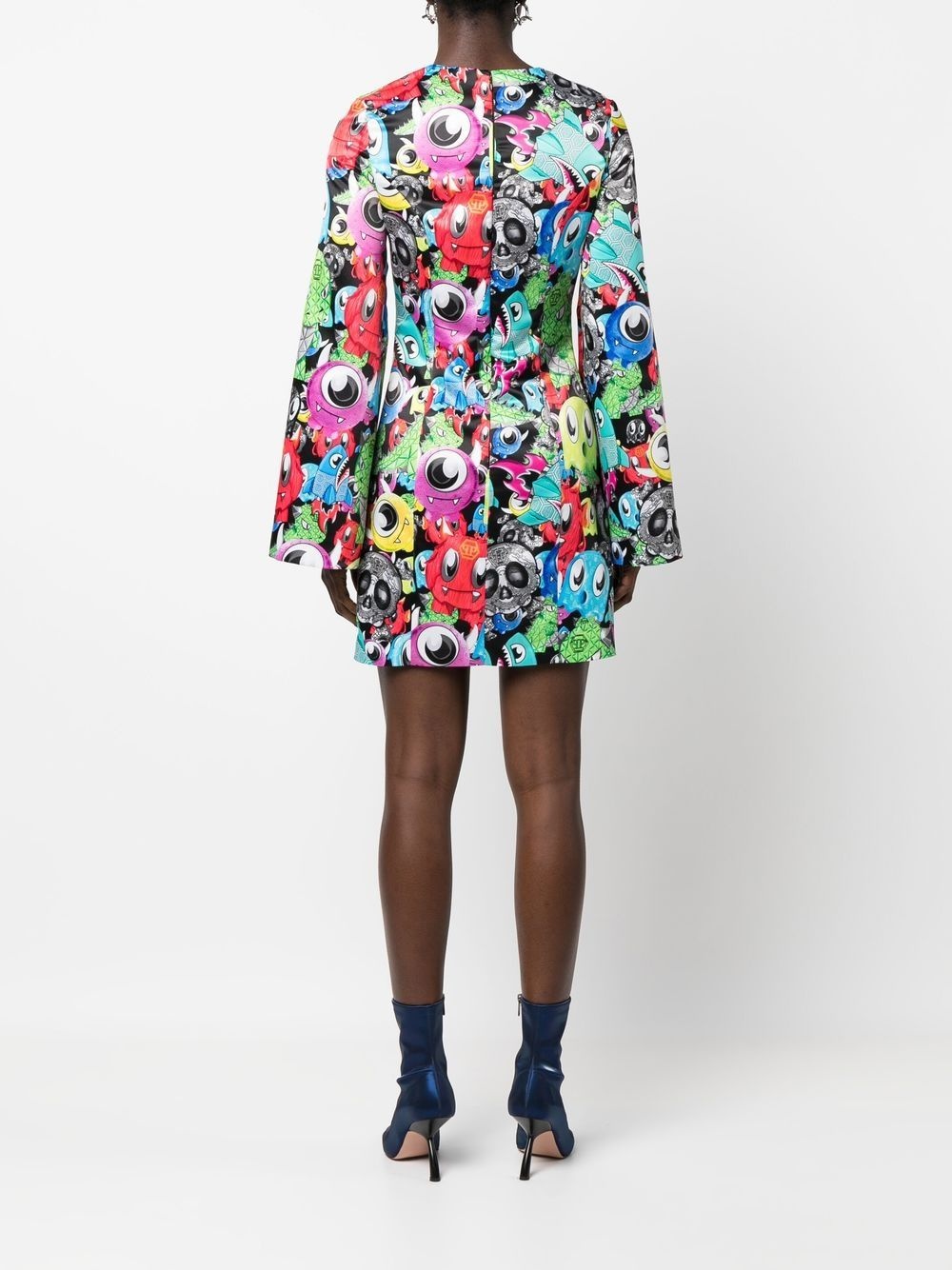 graphic-print long-sleeve dress - 4