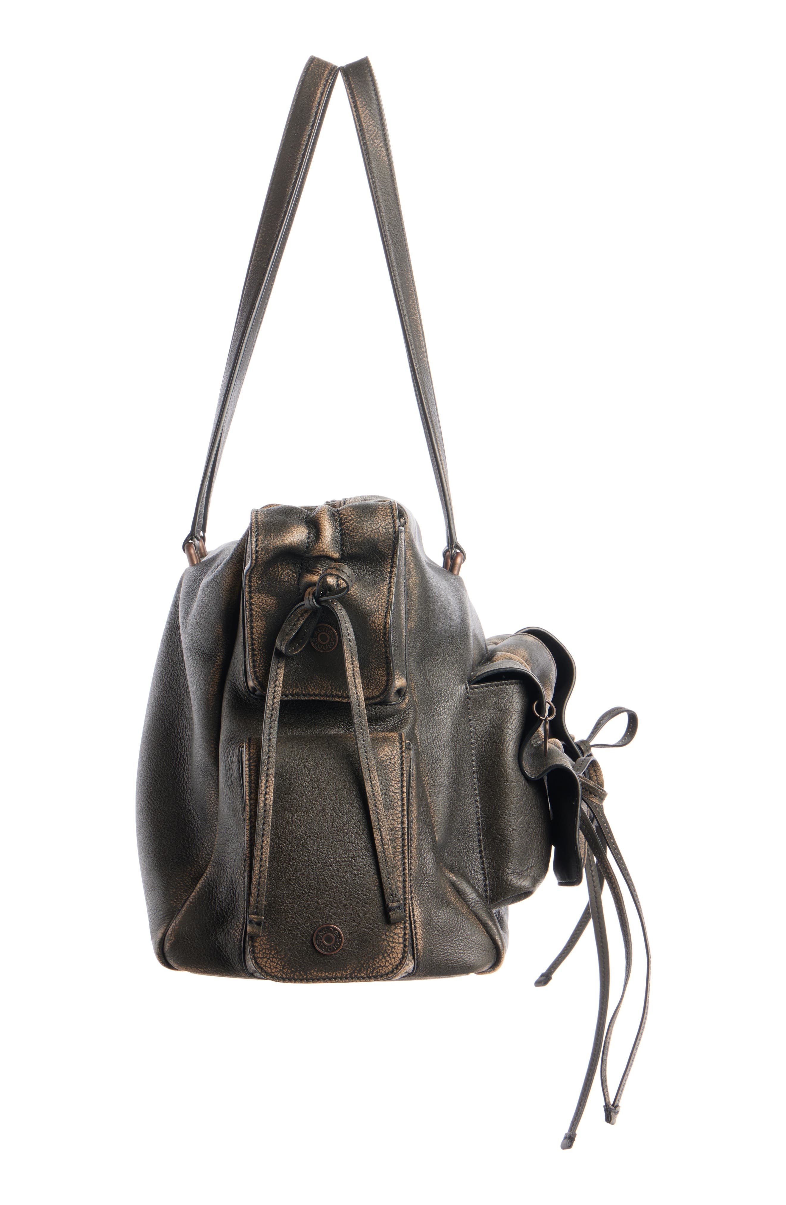 Acne Studios Multipocket Washed Leather Tote in Dark Brown/Beige at Nordstrom - 4