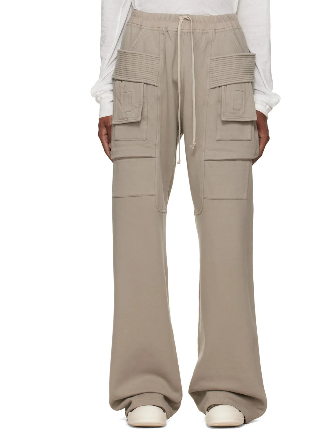Gray Tower Creatch Wide Drawstring Cargo Pants - 1