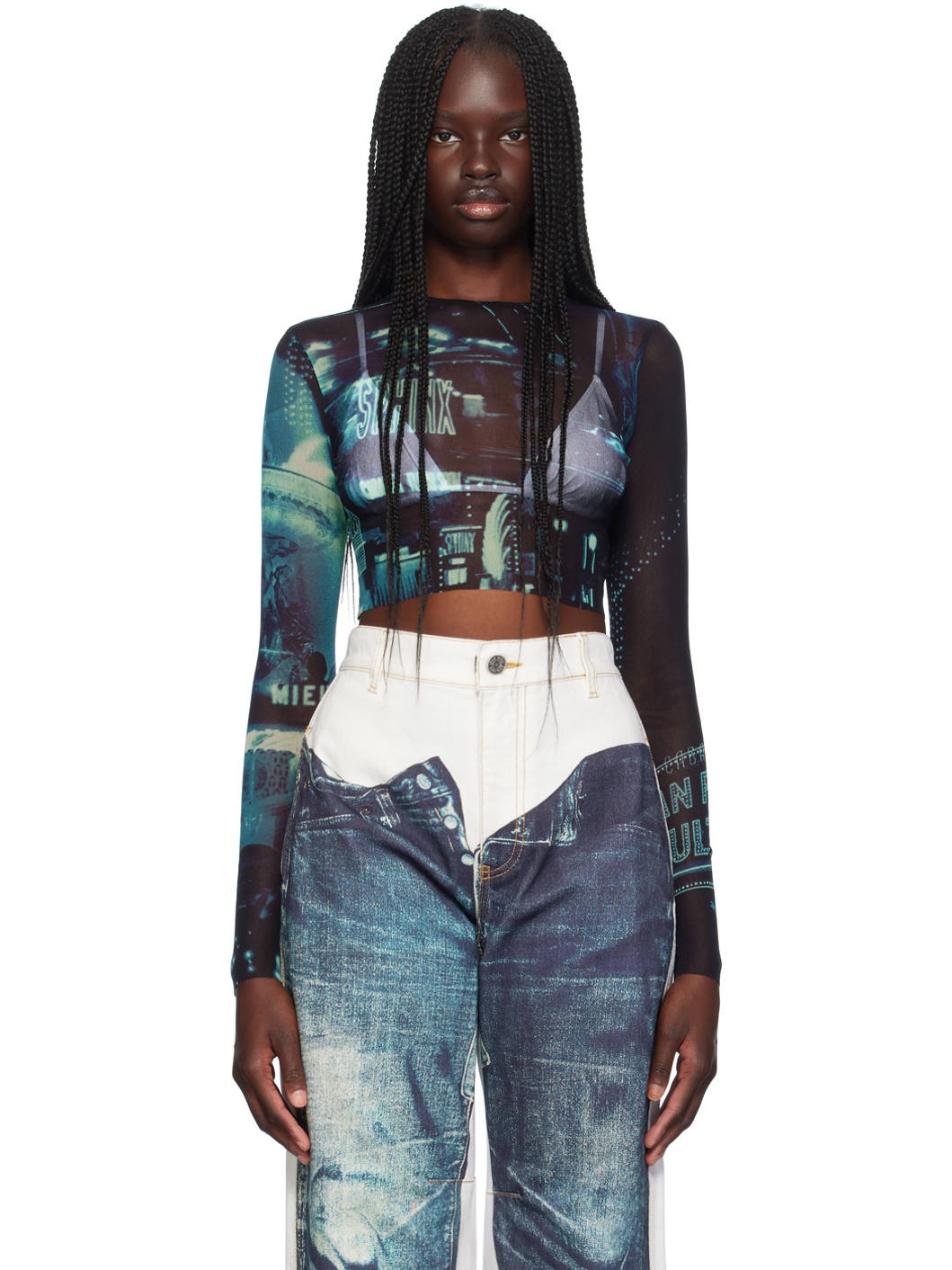 Blue 'The Pigalle Crop' Long Sleeve T-Shirt - 1