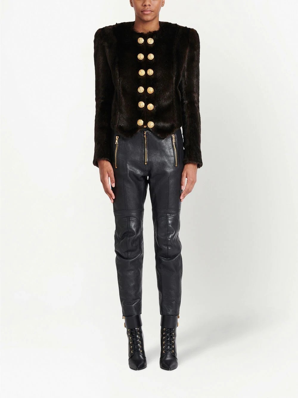 faux-fur cropped jacket - 3