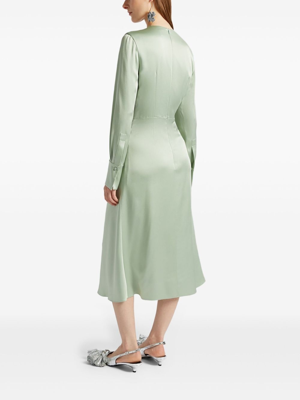 long-sleeve draped midi dress - 4