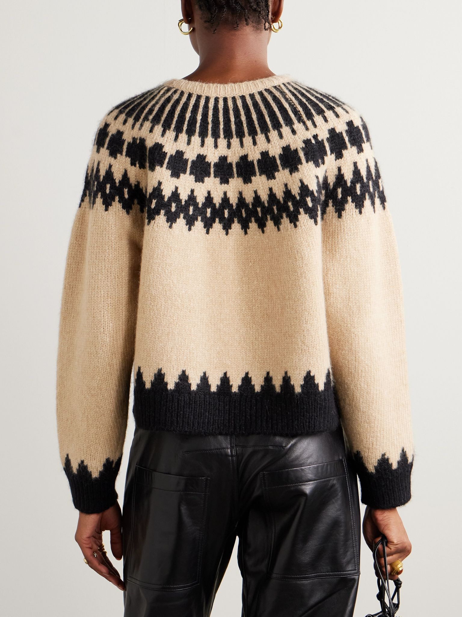 Alena Fair Isle alpaca-blend sweater Camel - 3