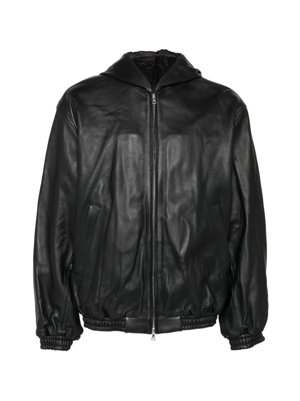 lamb leather hood jacket - 1