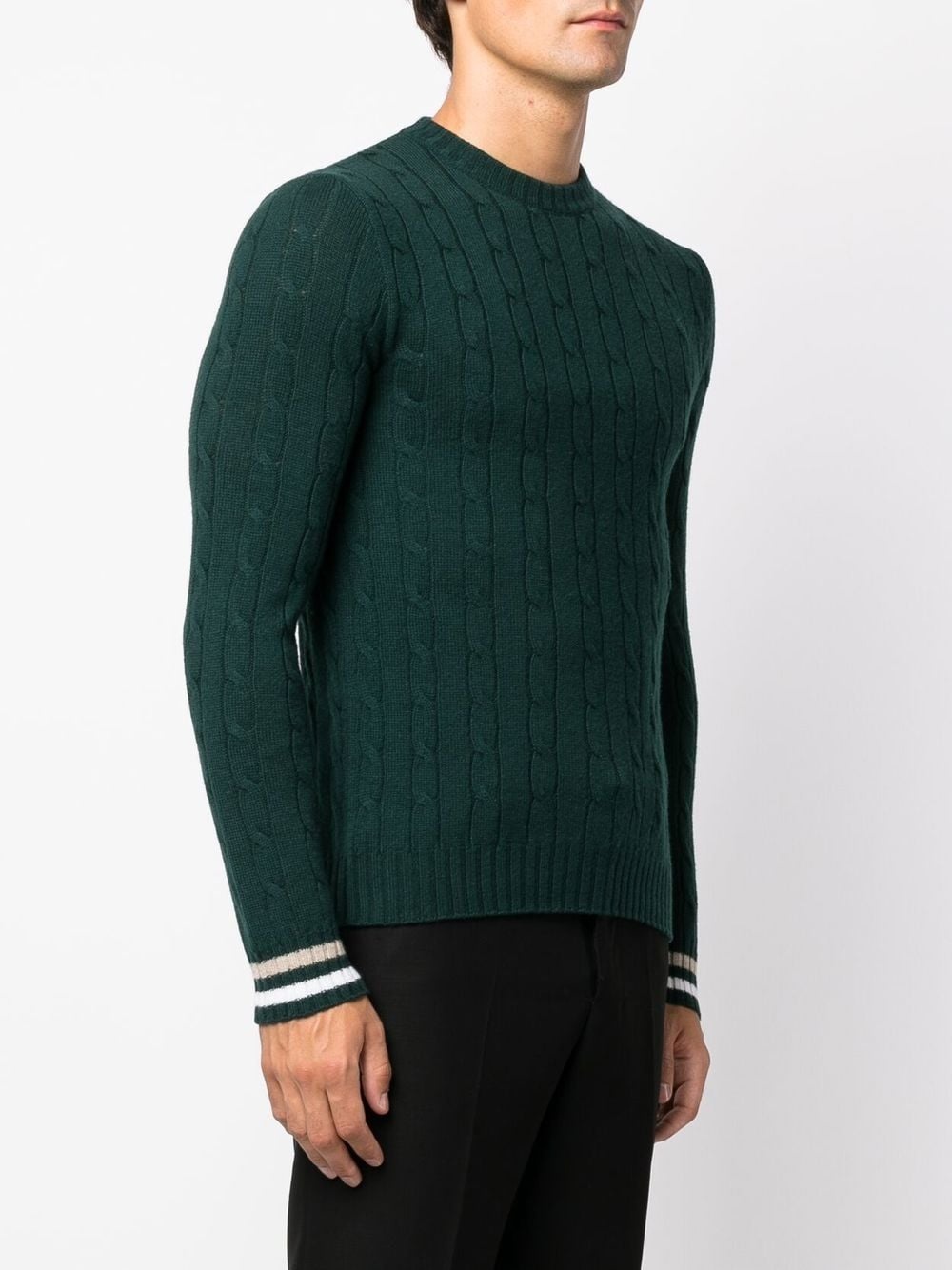 logo cable-knit crew-neck jumper - 3