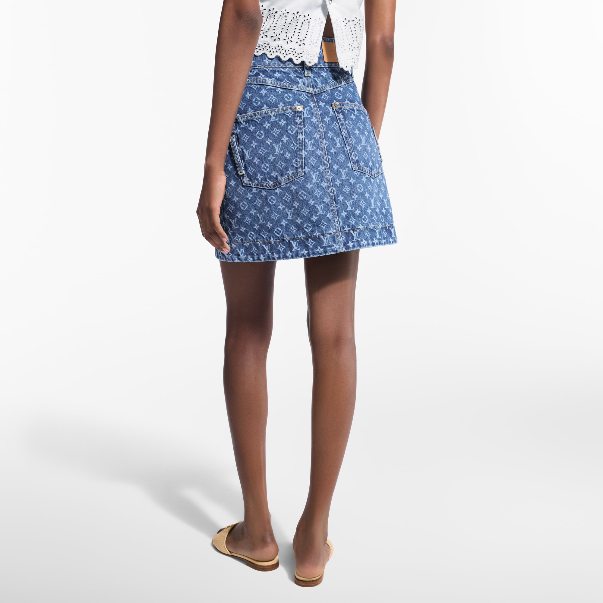 Monogram Denim Mini Skirt - 5