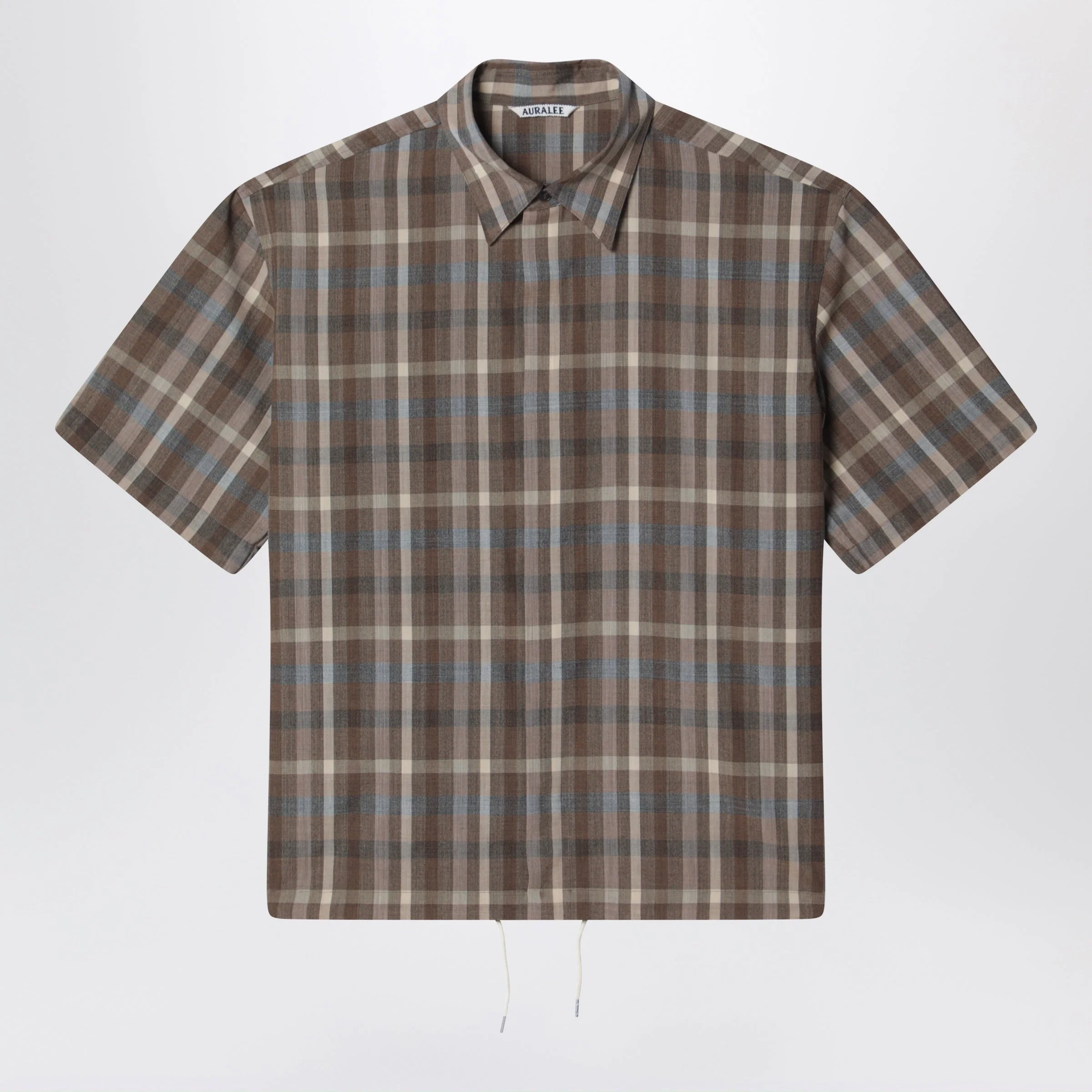 Auralee Short-Sleeve Wool Check Shirt Men - 1