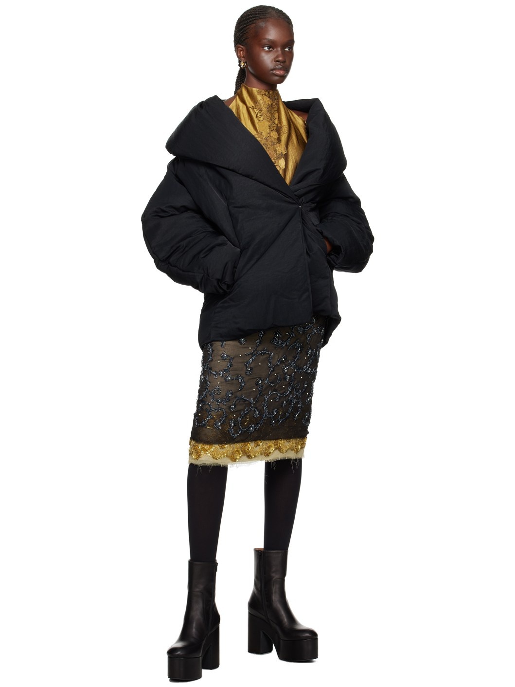 VIP【送料関税込】 DRIES VAN NOTEN LEATHER ASYMMETRIC BOOTS Dries Van Noten Glove Stretch Leather Wedge Boots - Bergdorf