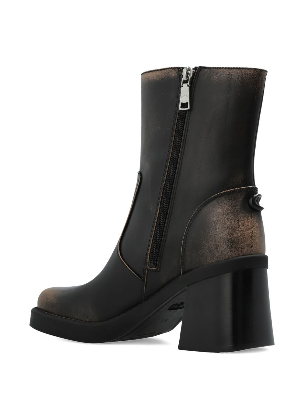 leather block-heel ankle boots - 4