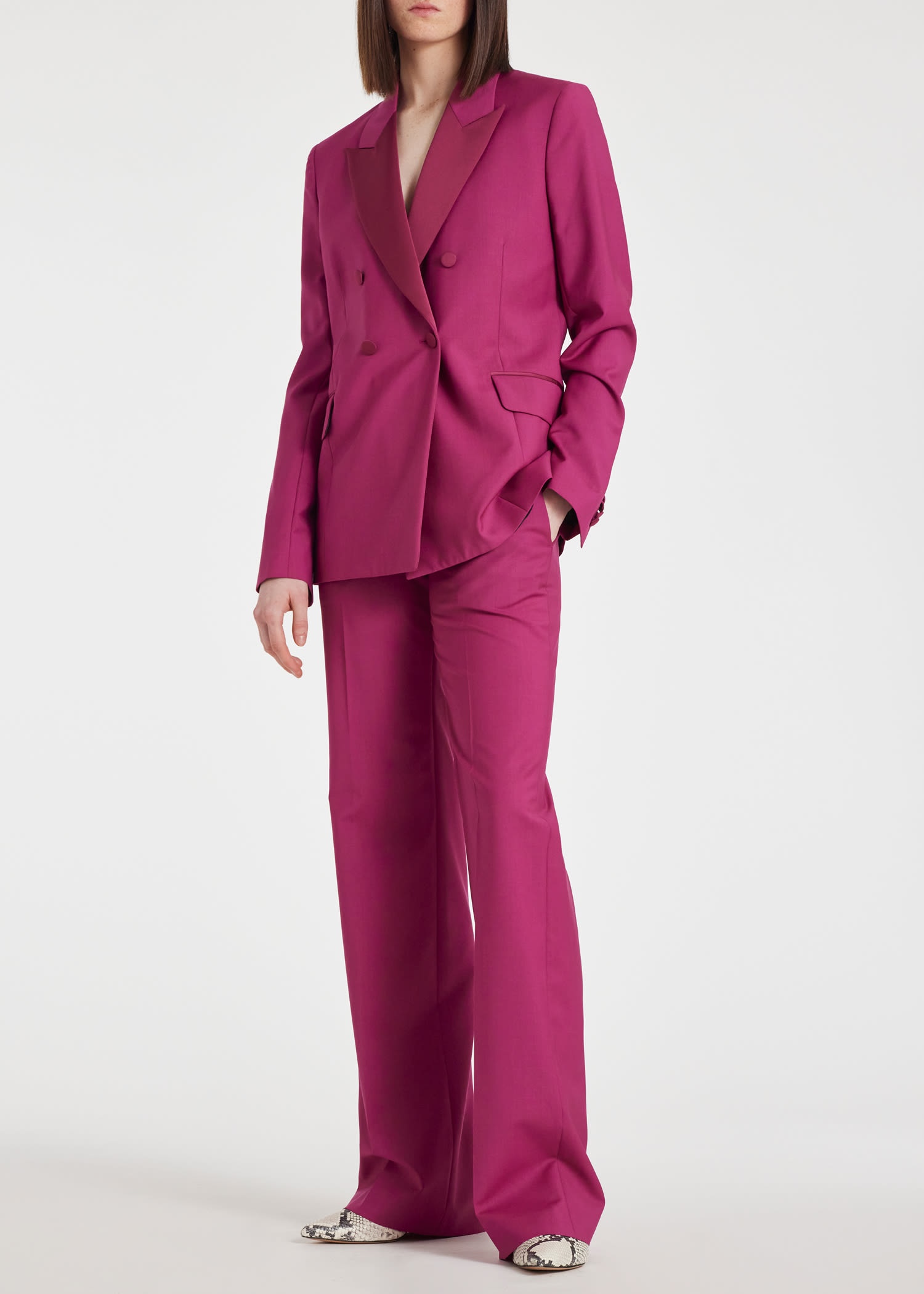 Magenta Wool-Mohair Double Breasted Suit - 8