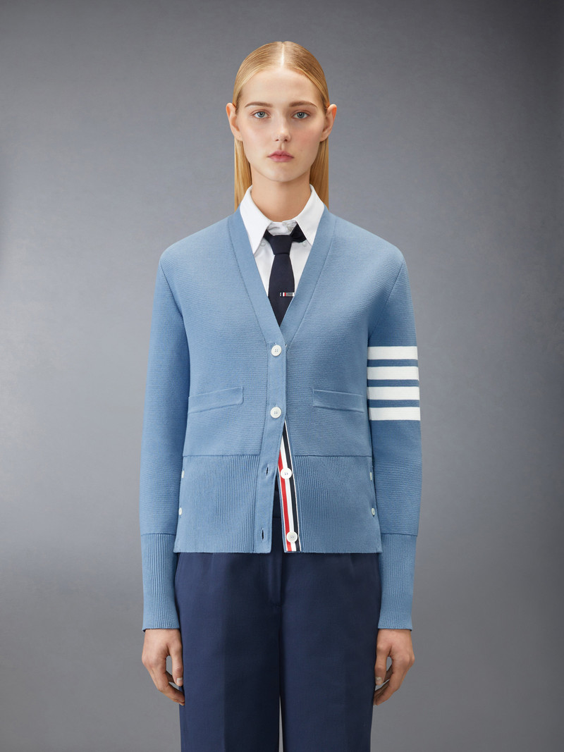 Thom Browne COTTON 4-BAR MILANO CLASSIC V-NECK CARDIGAN outlook