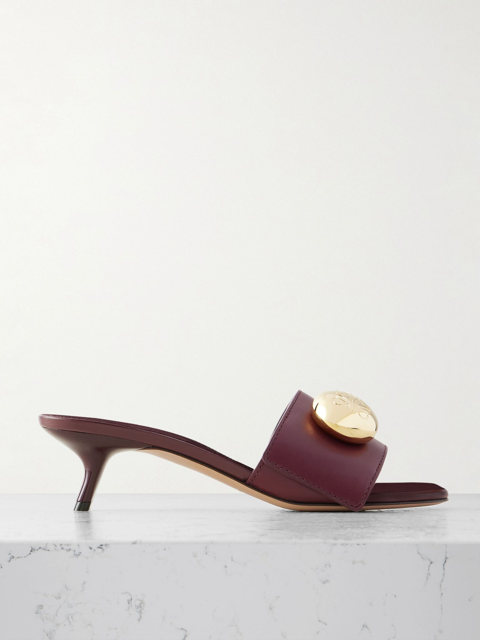Pebble leather mules Burgundy - 1