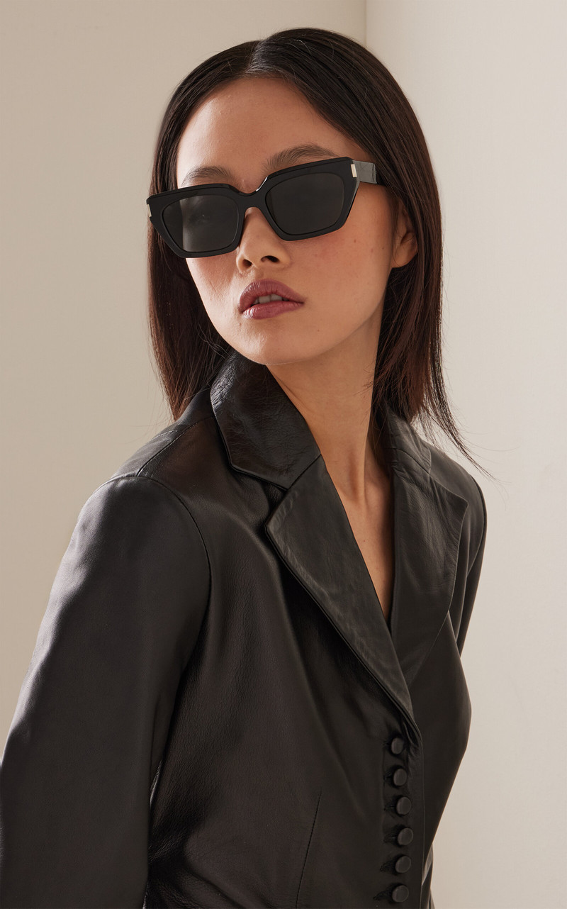 SAINT LAURENT Cat-Eye Acetate Sunglasses black outlook