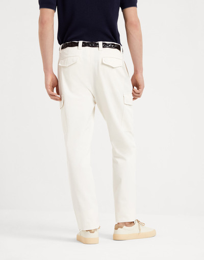 Brunello Cucinelli Garment-dyed leisure fit trousers in twisted cotton gabardine with cargo pockets outlook