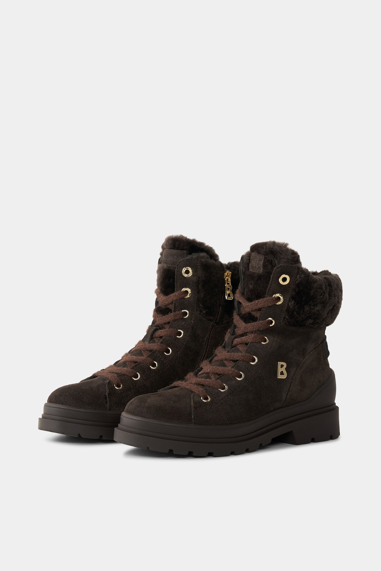 St. Moritz lace-up boots with spikes in Chocolate - 3