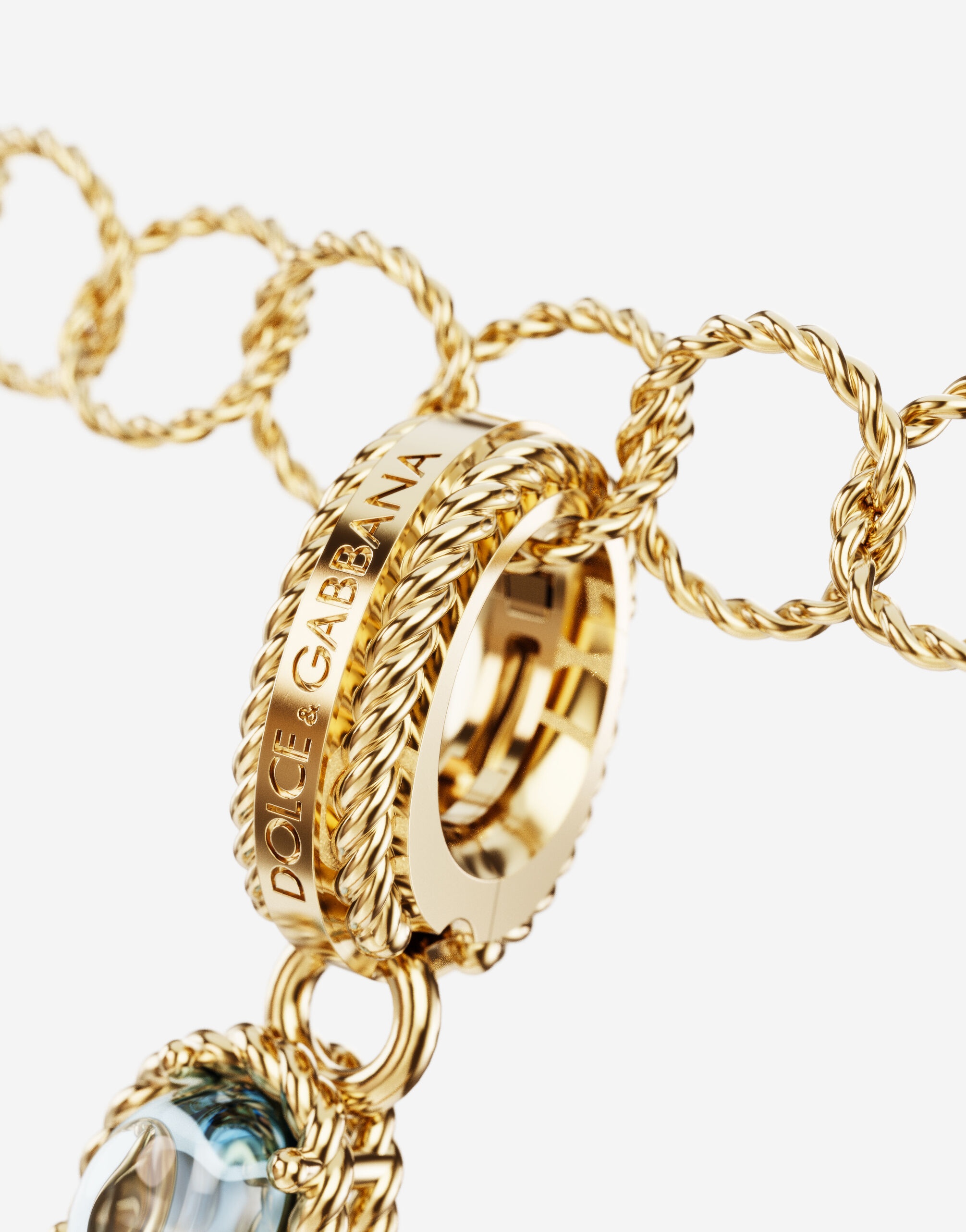 Charm W Lettering 18-carat yellow gold and multicolored gems - 3