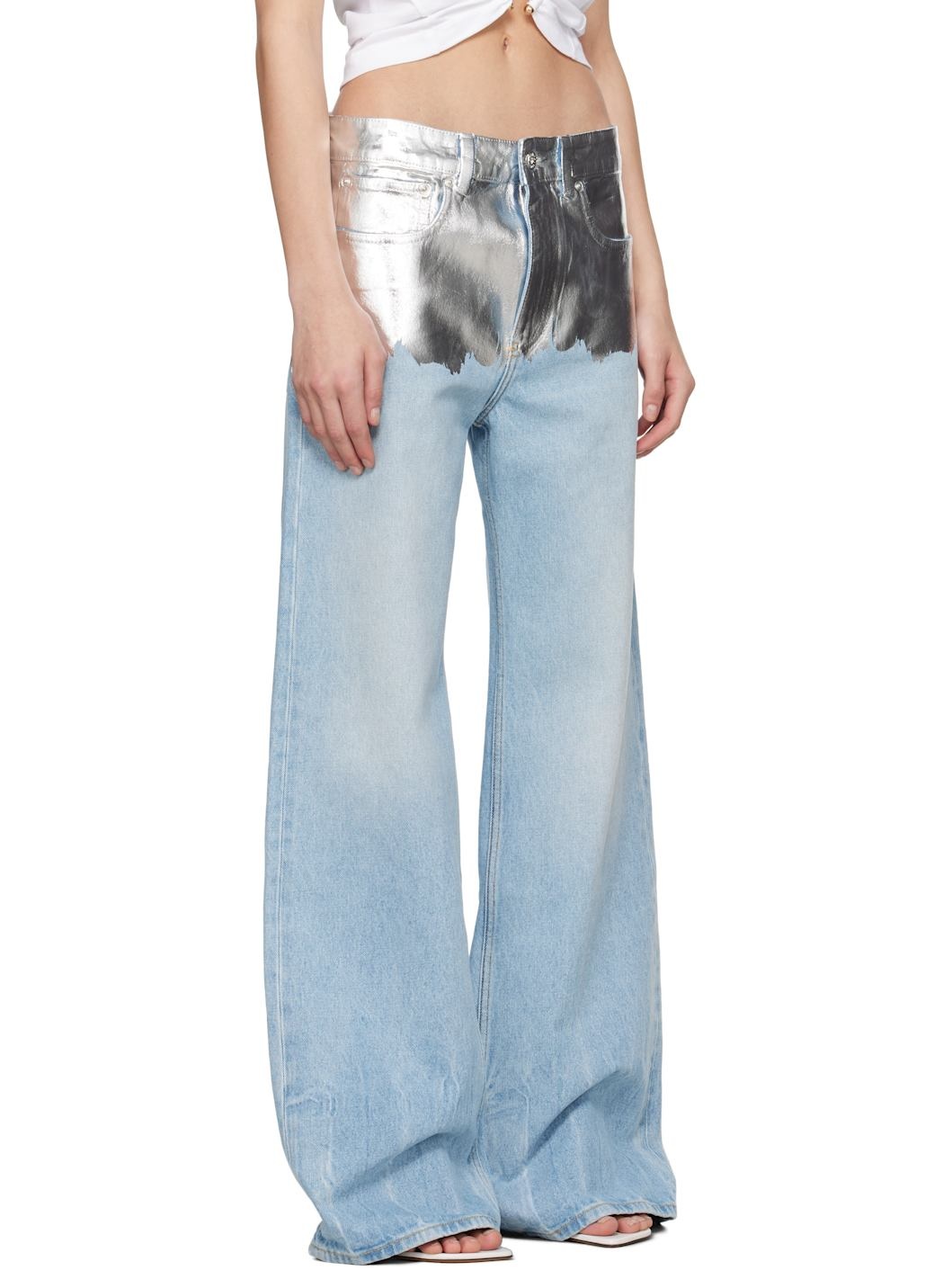 Blue & Silver Baggy Jeans - 2