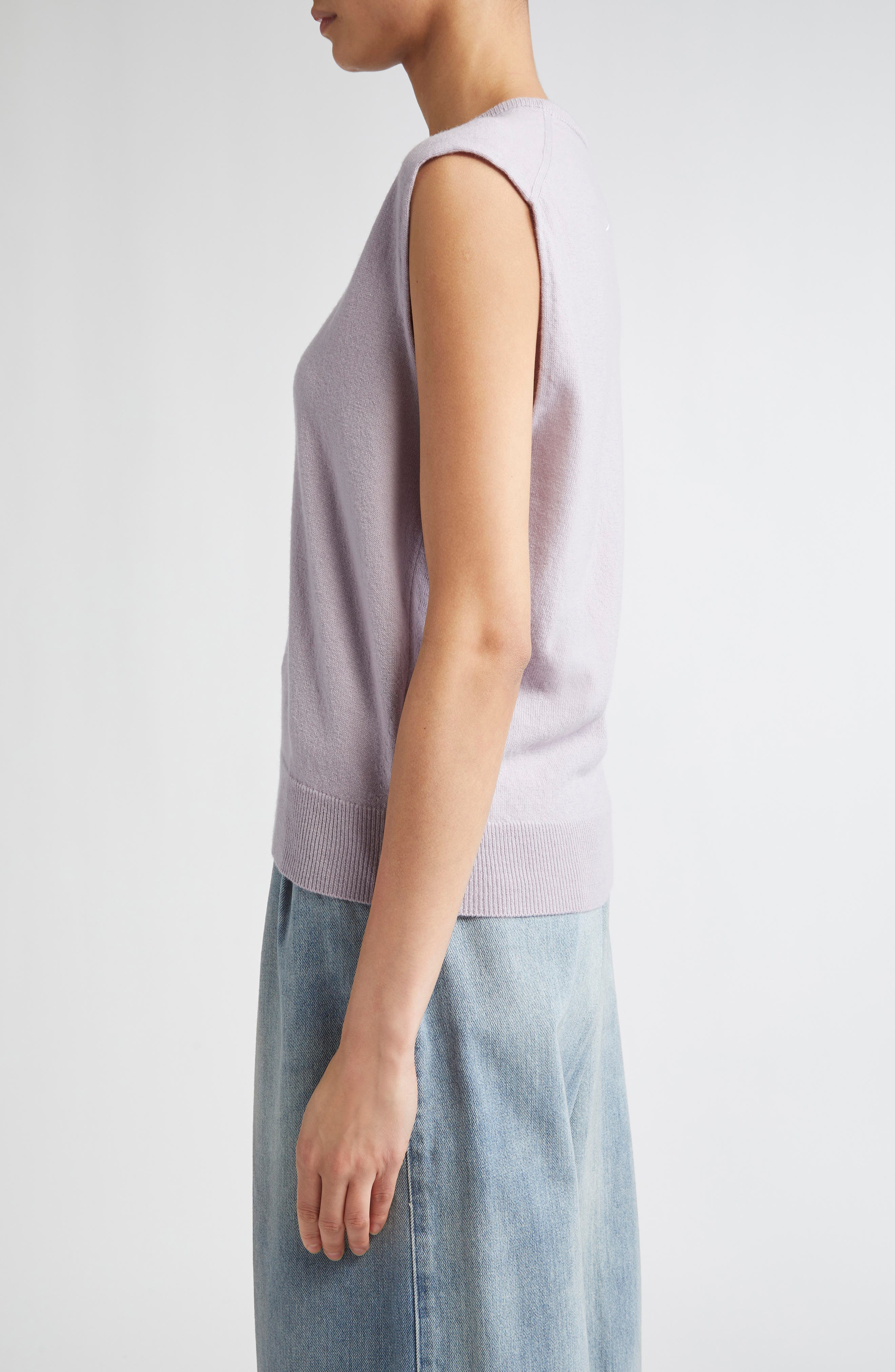 Maison Margiela Virgin Wool V-Neck Sweater Vest in Lilac at Nordstrom - 4