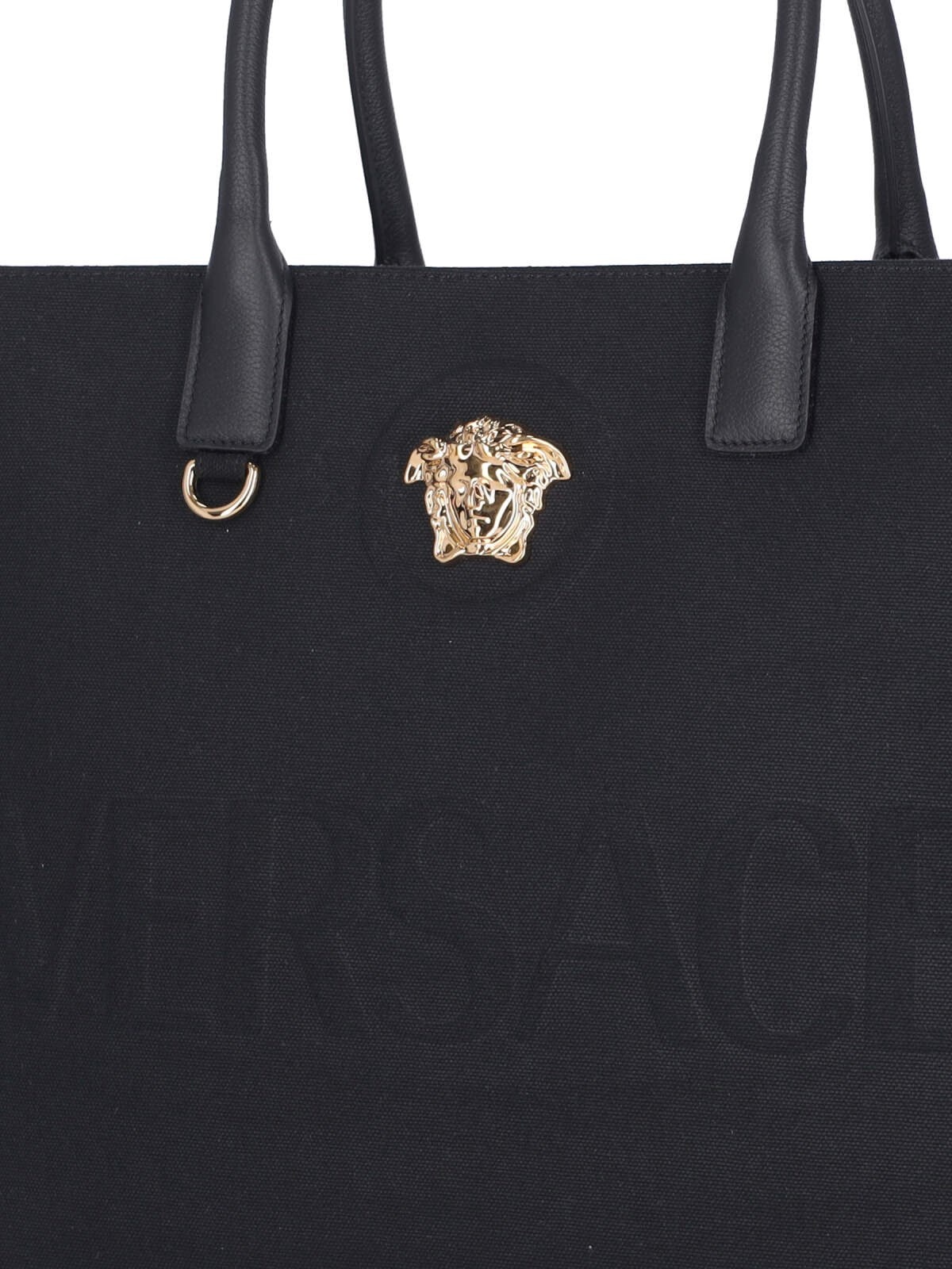 トートバッグ VERSACE LA MEDUSA LARGE TOTE BAG La Medusa Canvas Large Tote Bag Black,Gold | VERSACE US