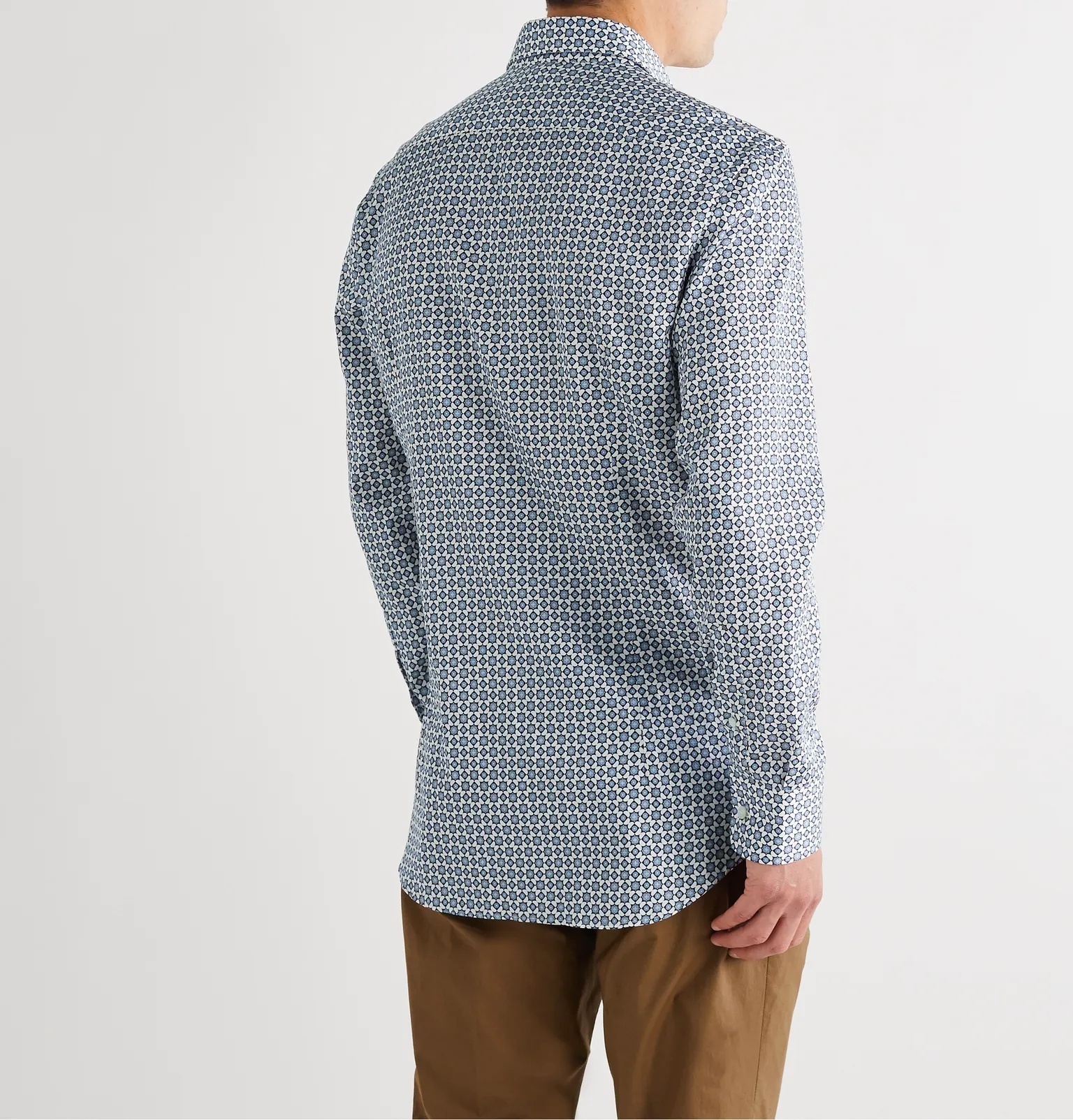 Cutaway-Collar Printed Cotton Shirt - 4