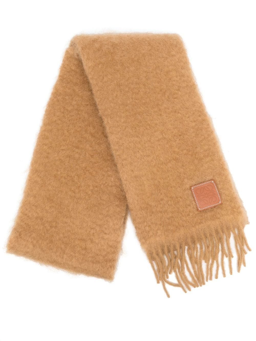 logo-patch mohair scarf - 1