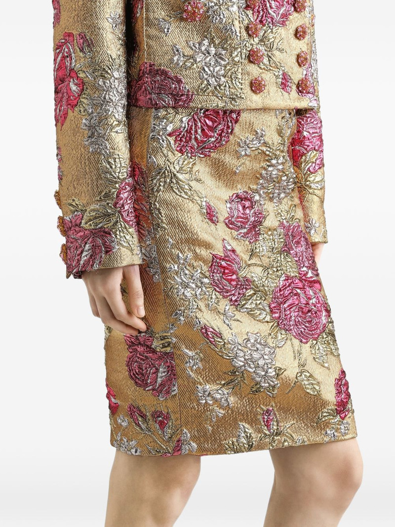 floral jacquard fitted skirt 4