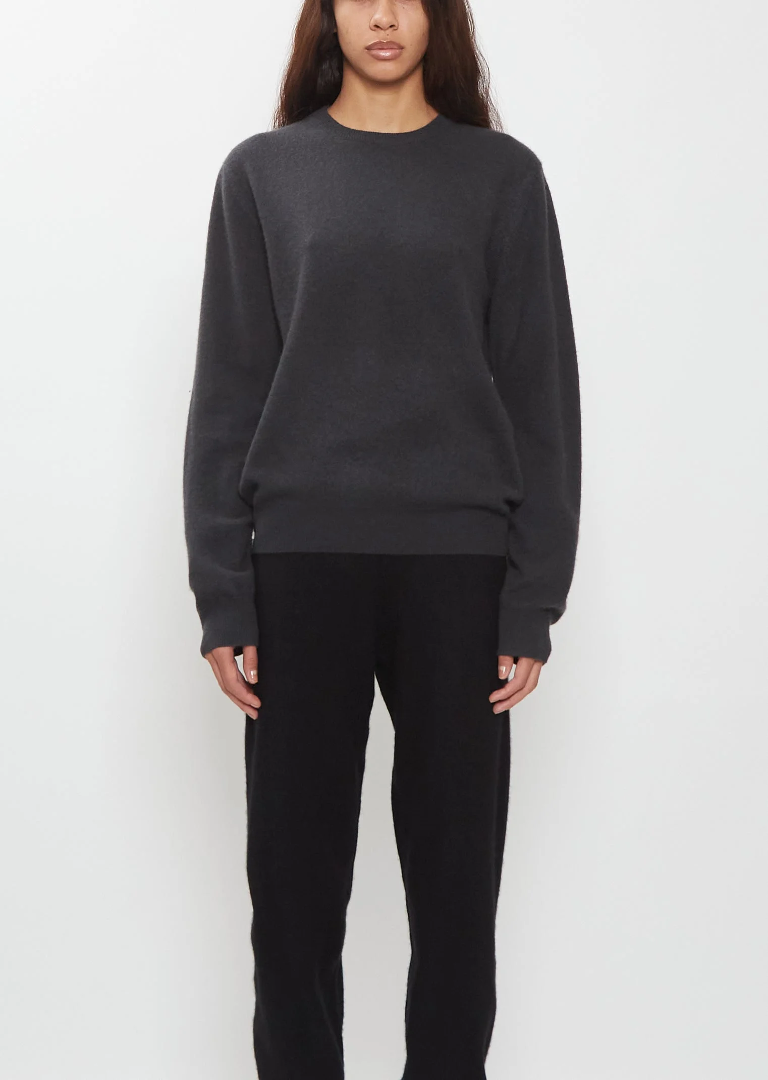 Mini R-Neck Cashmere Sweater — Charcoal - 1