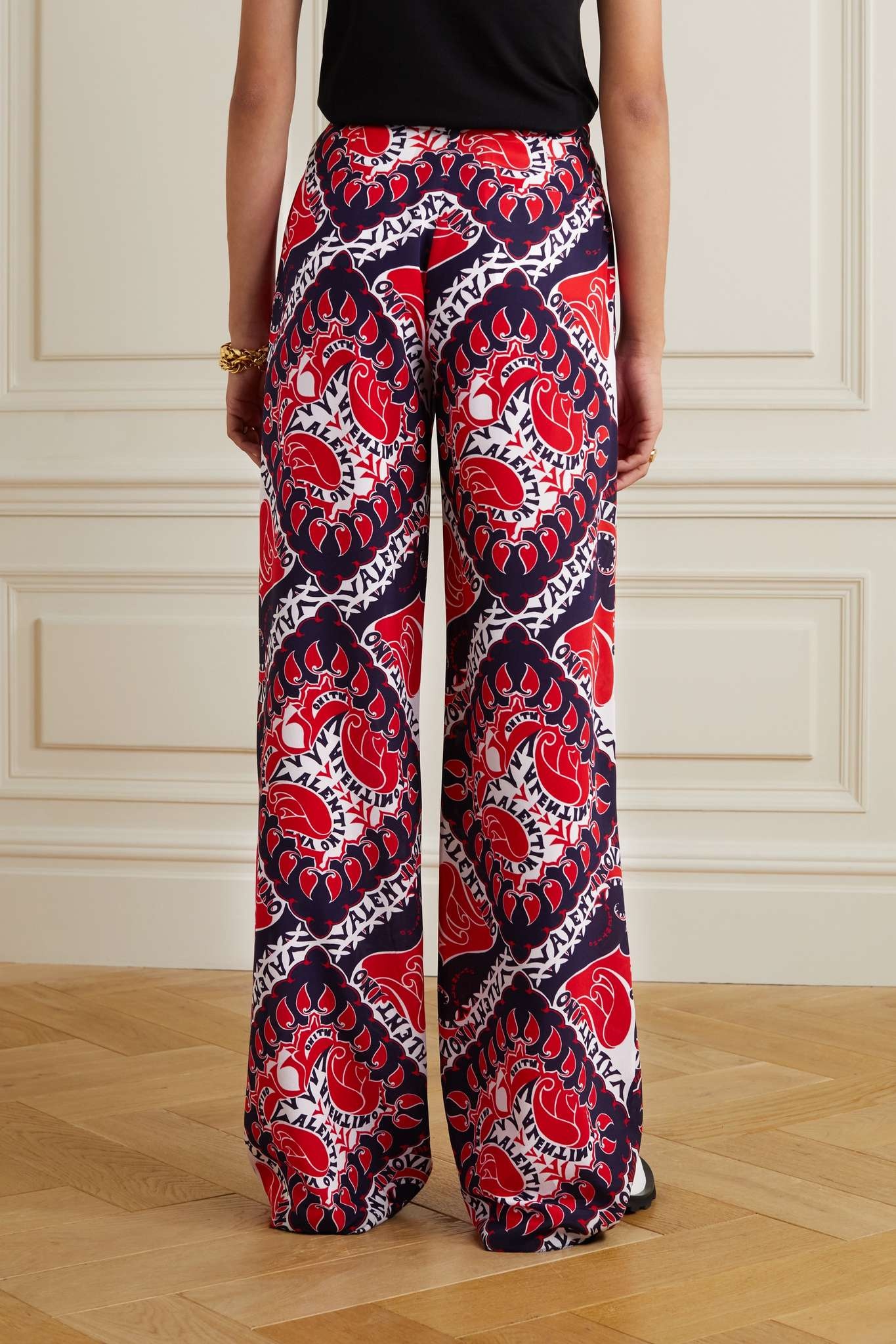 Printed silk-crepe straight-leg pants - 4