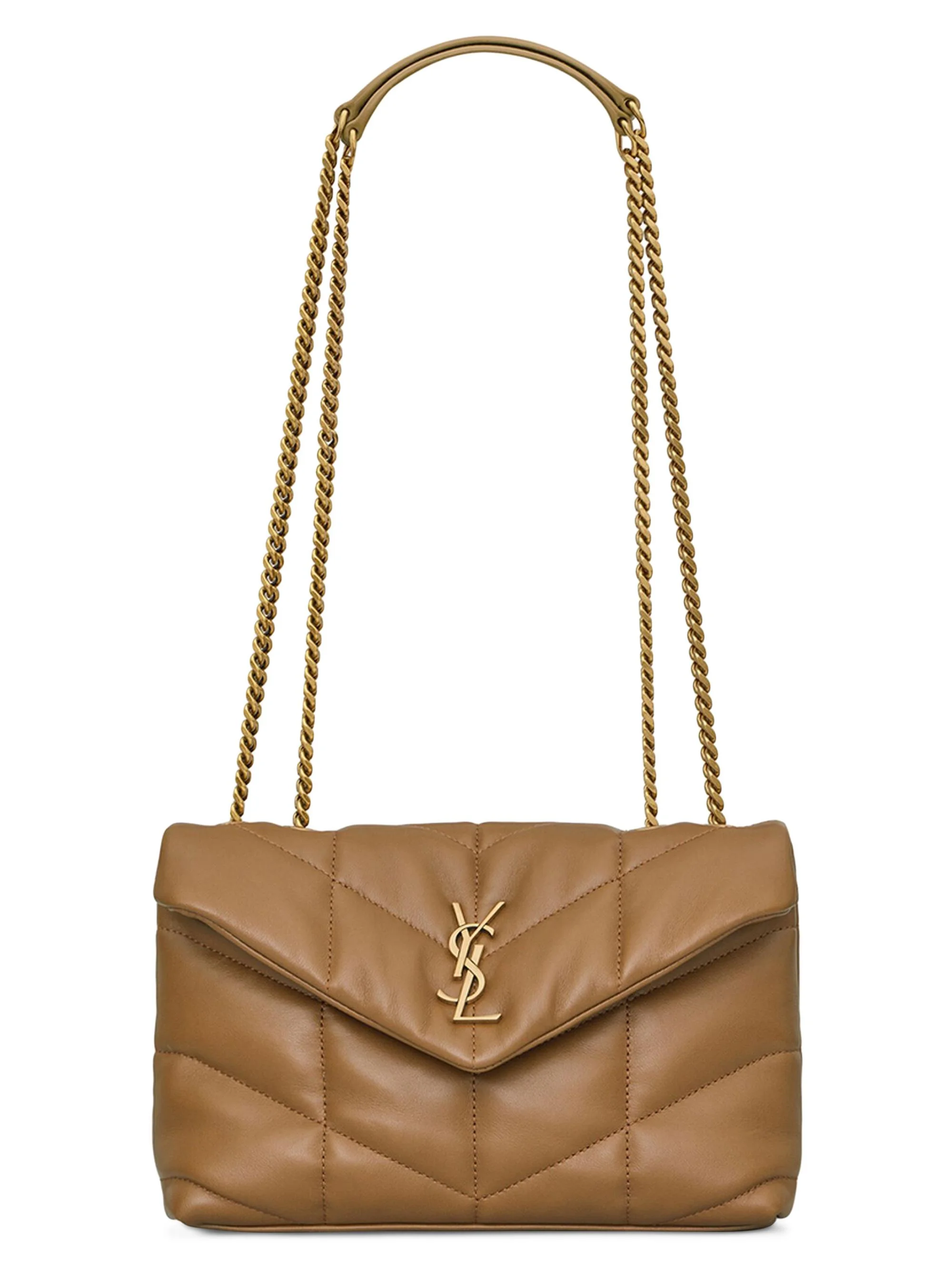 Women's Puffer Toy Shoulder Bag in Quilted Lambskin - Dark Cork - 1