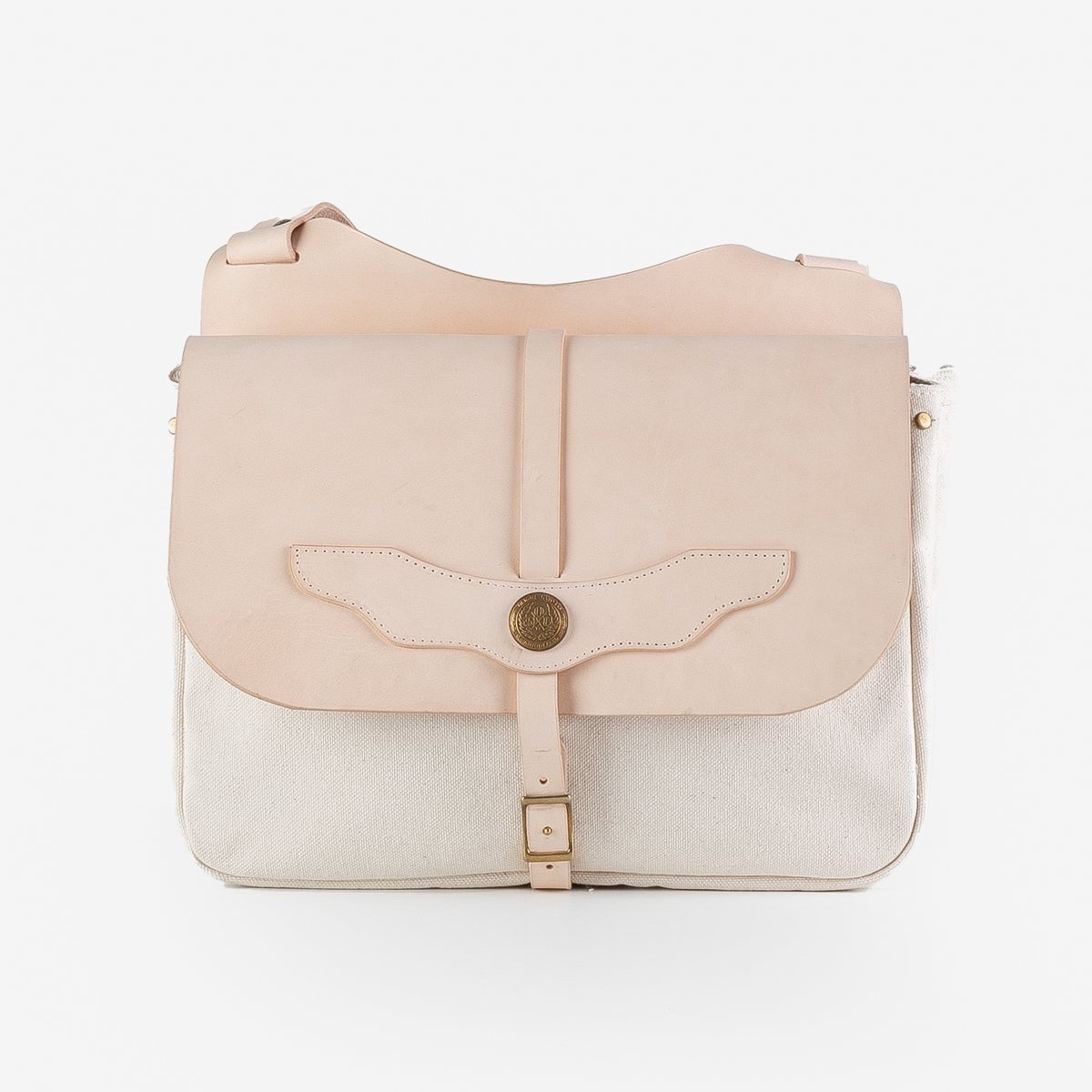 OGL-9981-SADDLE-WHT Obbi Good Label Heavy Canvas Saddle Bag with Leather Flap - 1