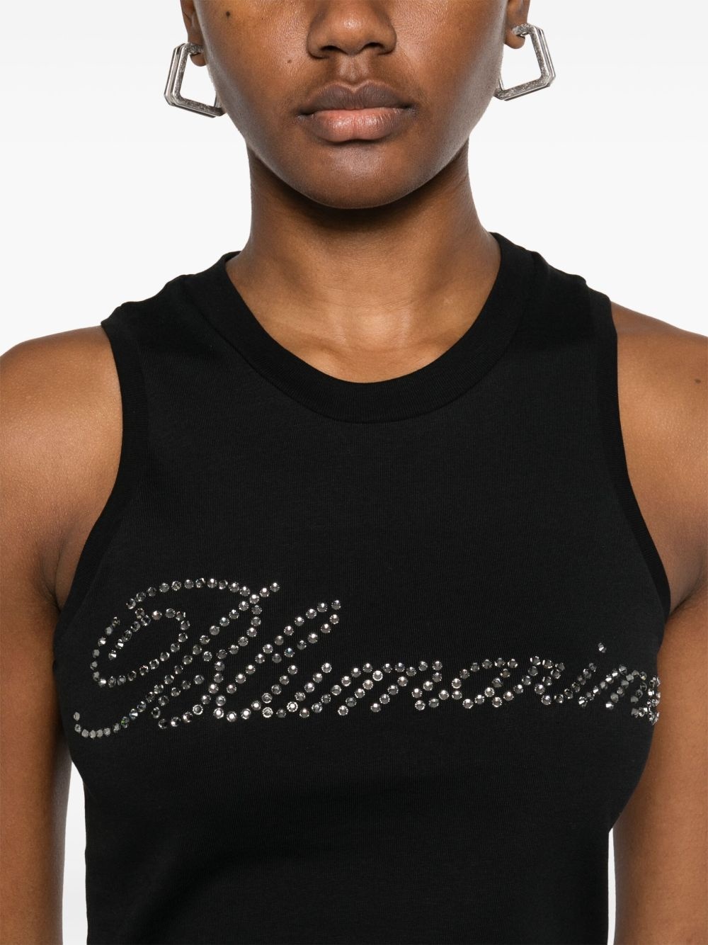 rhinestone-logo tank top - 5