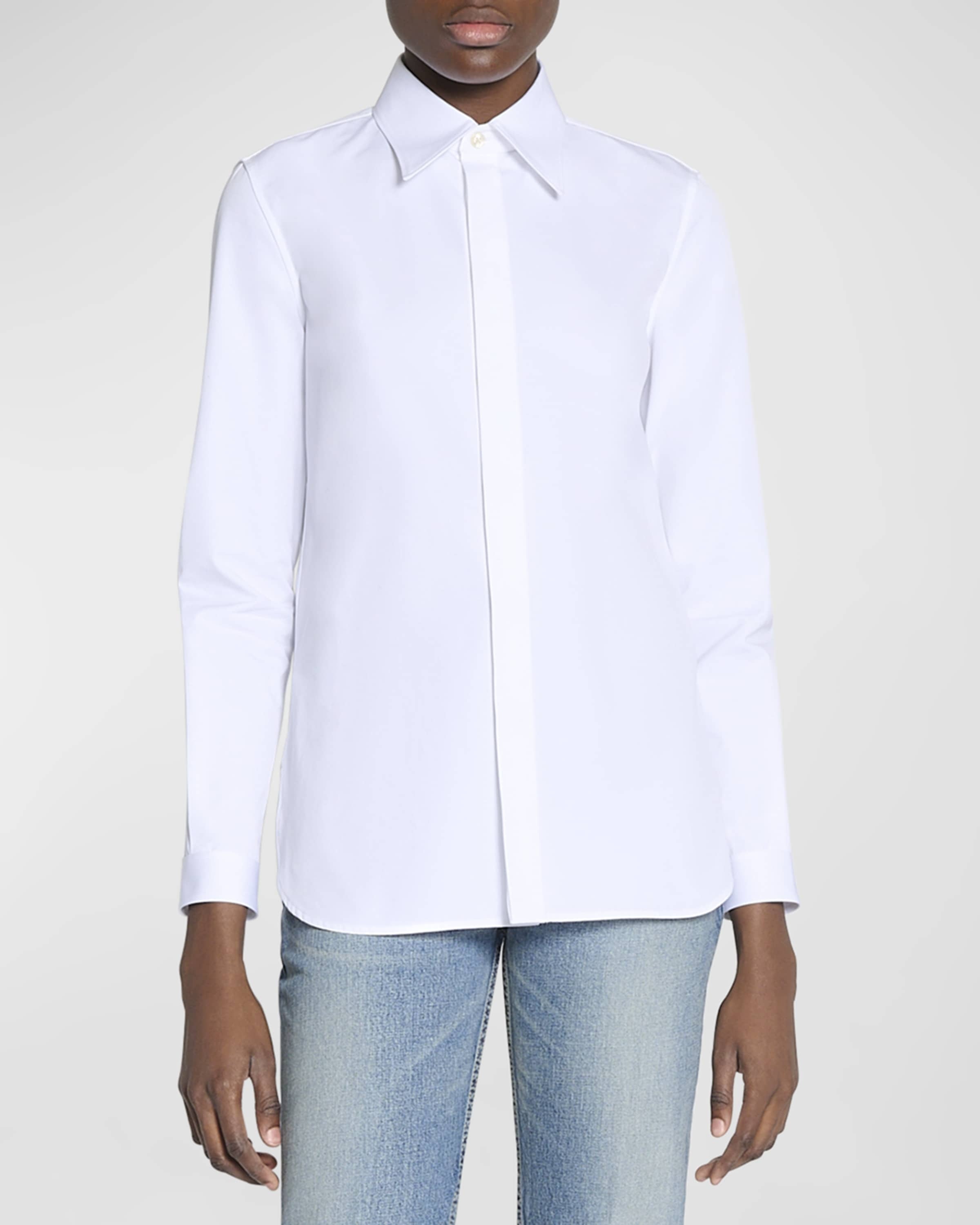 Cotton Button-Front Blouse - 2