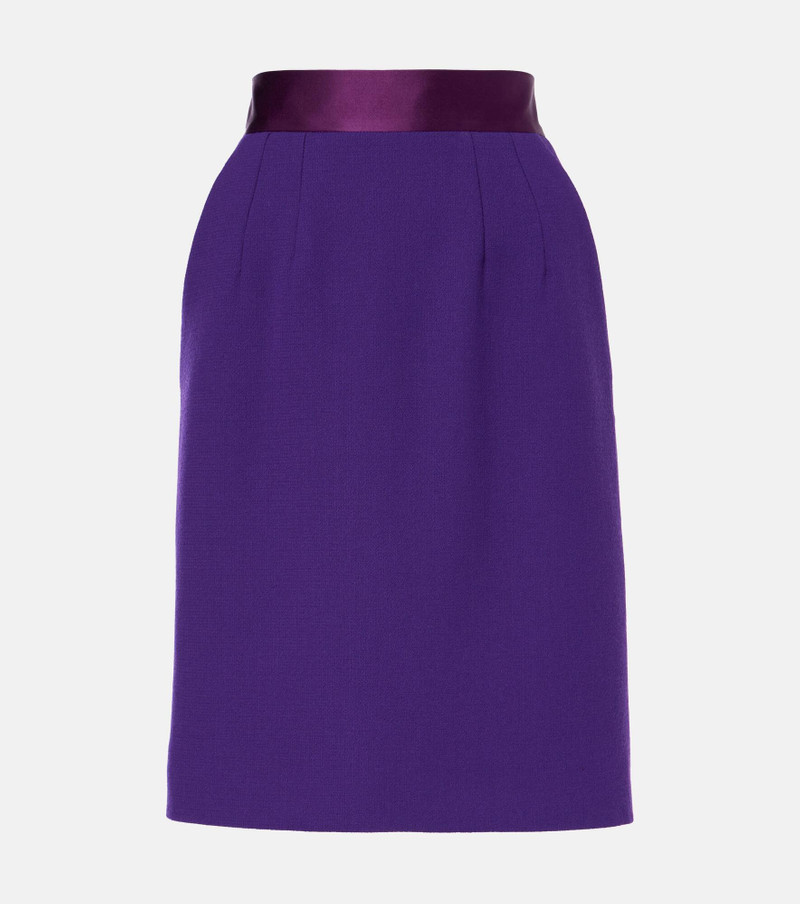 High-rise wool-blend crêpe pencil skirt - 1