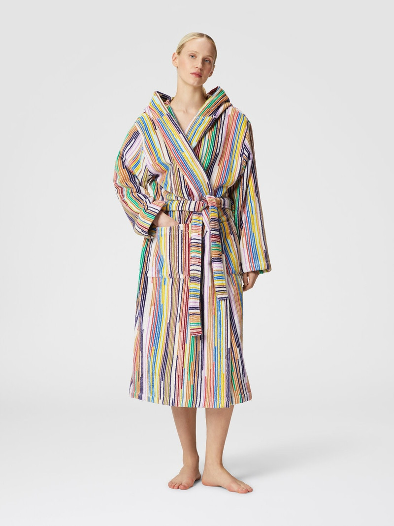 Missoni Melody bathrobe in cotton terry with vertical stripes outlook
