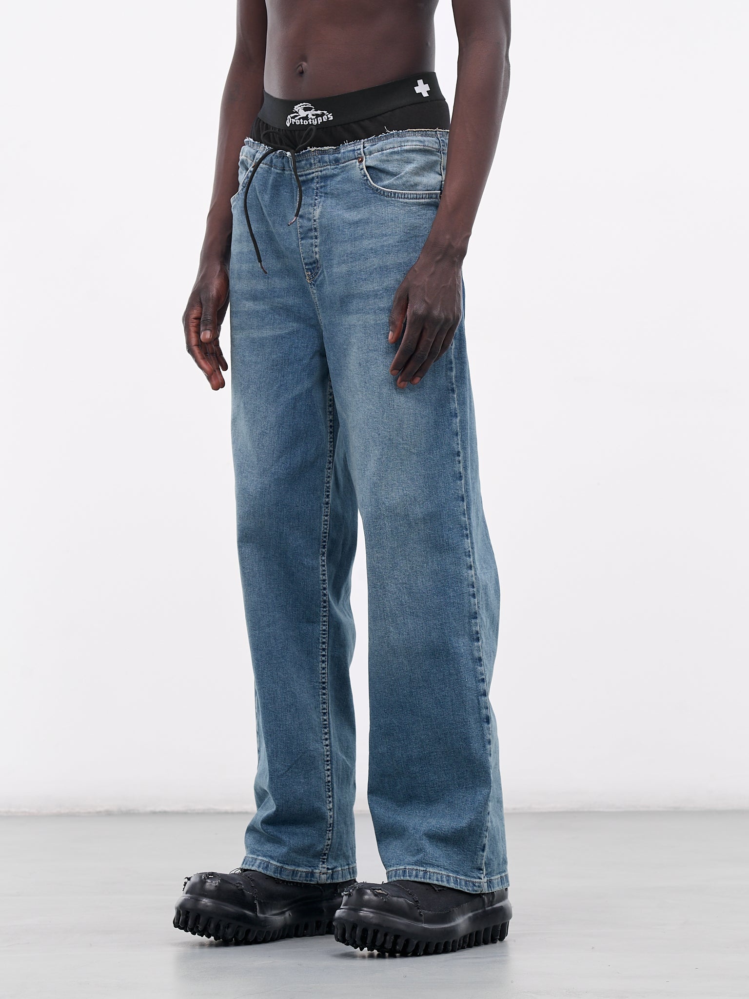 prototypes Layered Waistband Denim Jeans | REVERSIBLE