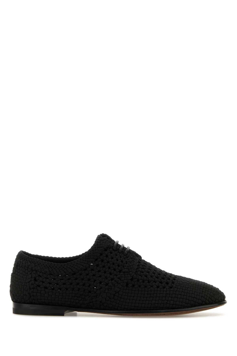 Dolce & Gabbana Men Black Crochet Lace-Up Shoes - 1