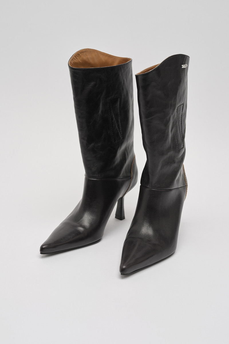 Envelope Boot Top Dyed Black Leather 6