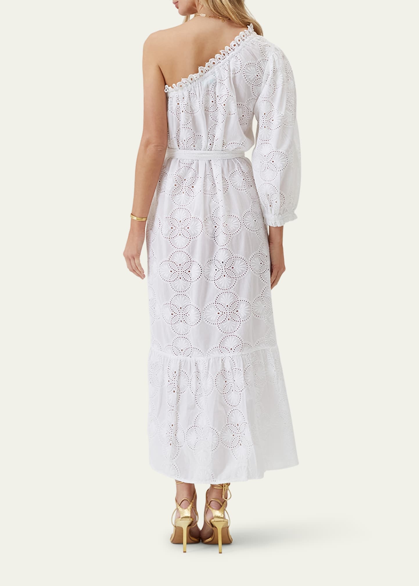 Autumn Asymmetric Eyelet Maxi Dress - 3