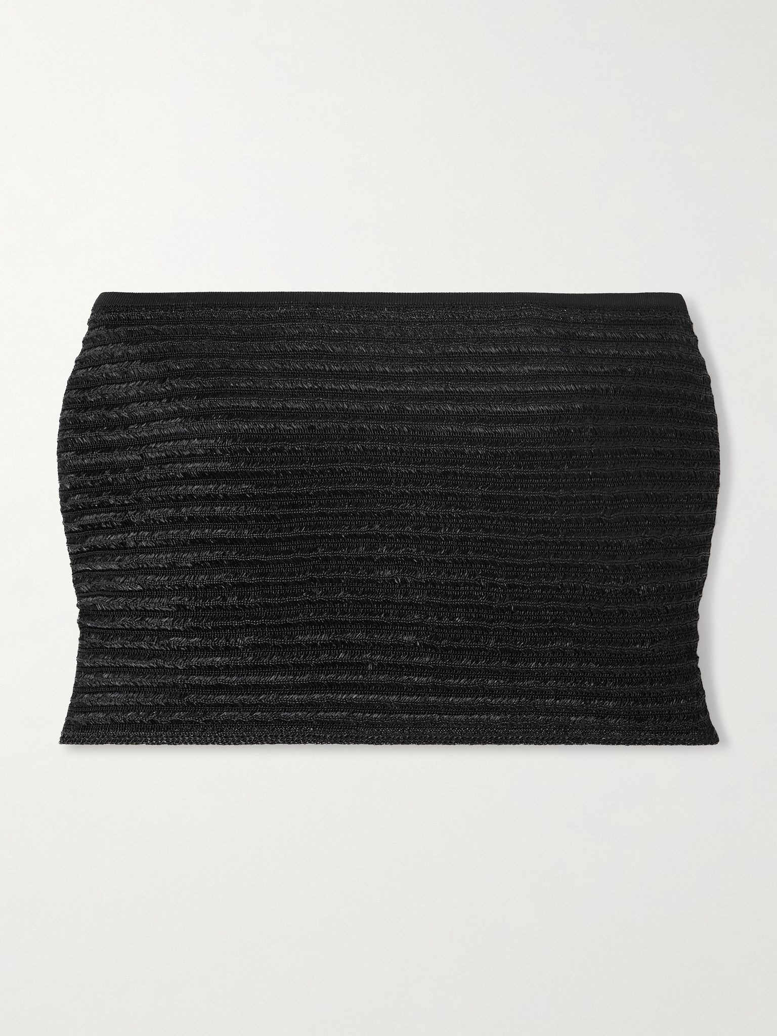 Cropped ribbed-knit bandeau top Black - 1