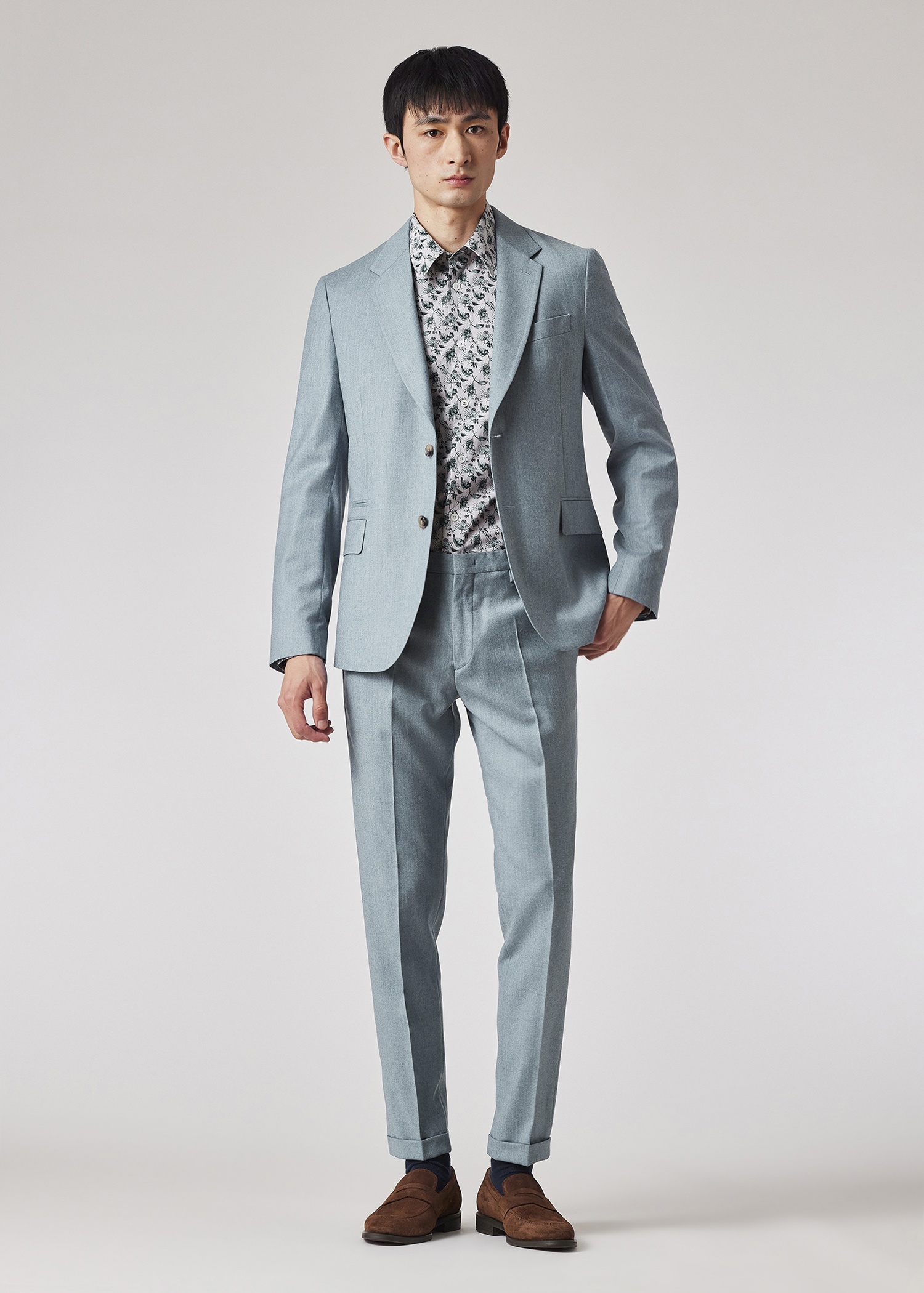 Tailored-Fit Light Blue Overdyed Wool-Cashmere Flannel Blazer - 6