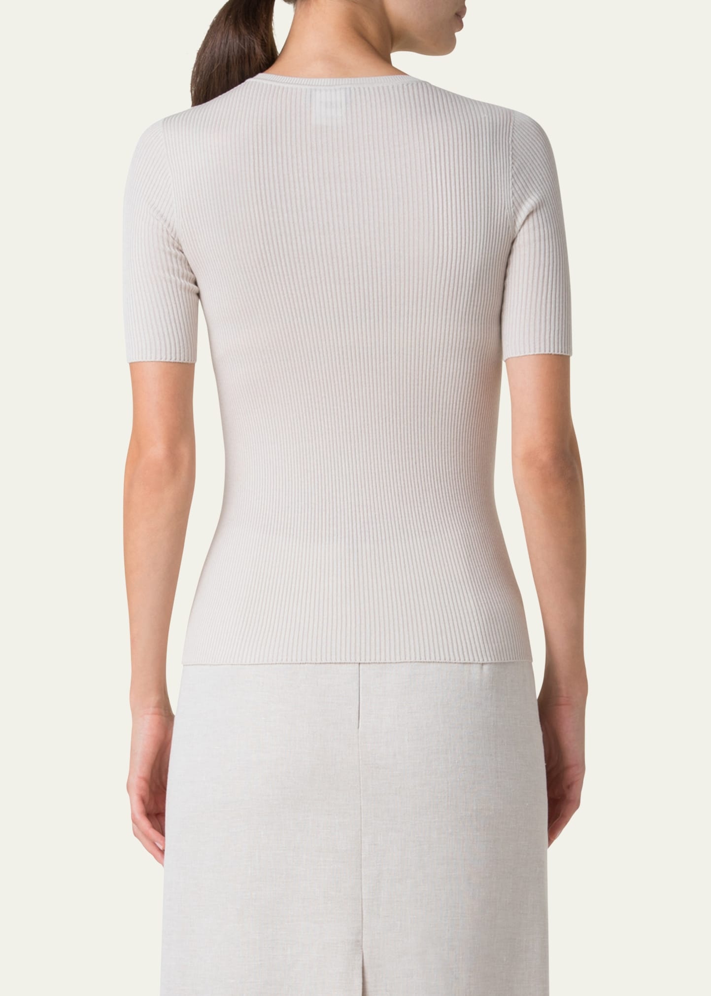 Seamless Rib Short-Sleeve Sweater - 3