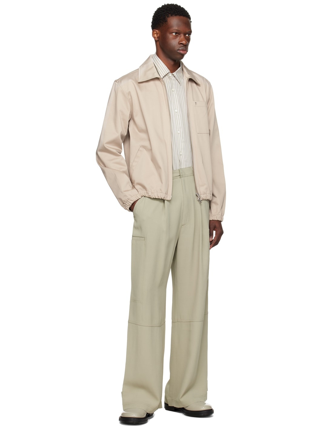 Green Pleated Cargo Pants - 4