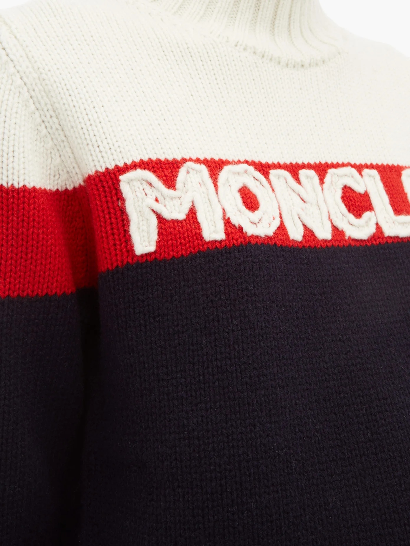 Logo-jacquard striped wool-blend sweater - 4