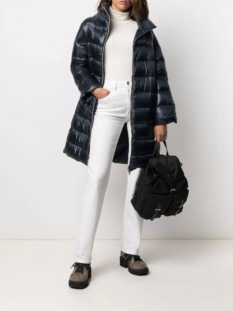 Herno down-feather mid-length coat outlook