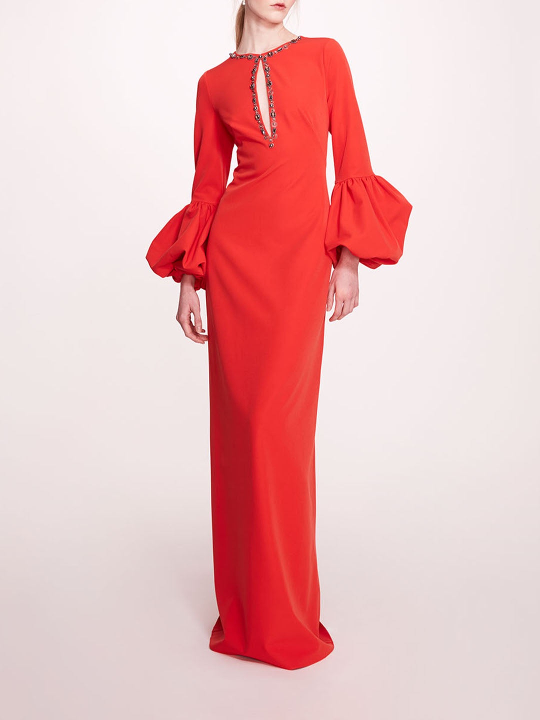 PUFFED SLEEVE COLUMN GOWN - 1